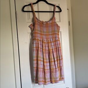 American Eagle Outfitters Plaid Mini Dress - Pink and Yellow